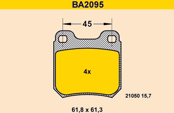 Barum BA2095 - Bremžu uzliku kompl., Disku bremzes adetalas.lv