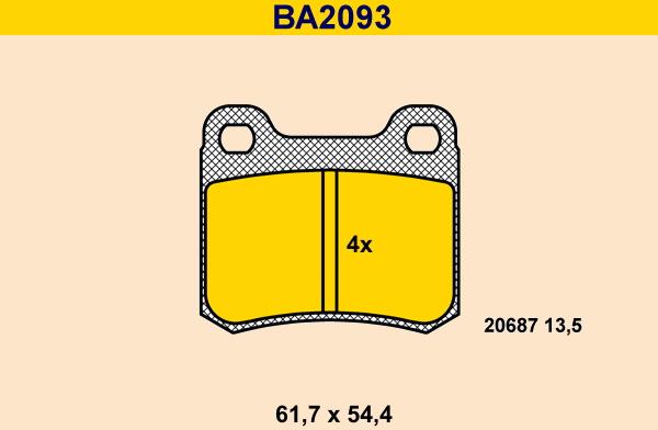 Barum BA2093 - Bremžu uzliku kompl., Disku bremzes adetalas.lv