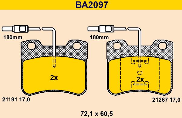 Barum BA2097 - Bremžu uzliku kompl., Disku bremzes adetalas.lv