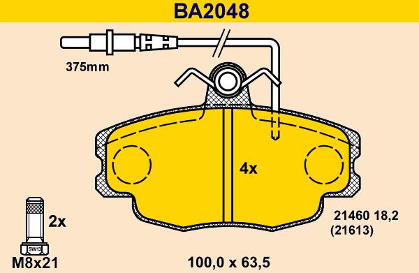 Barum BA2048 - Bremžu uzliku kompl., Disku bremzes adetalas.lv