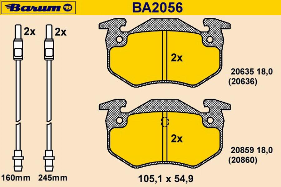 Barum BA2056 - Bremžu uzliku kompl., Disku bremzes adetalas.lv