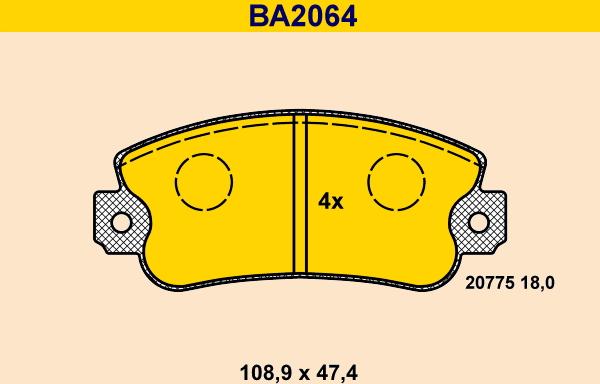 Barum BA2064 - Bremžu uzliku kompl., Disku bremzes adetalas.lv