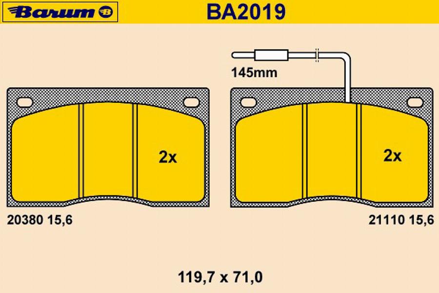 Barum BA2019 - Bremžu uzliku kompl., Disku bremzes adetalas.lv