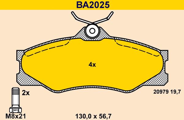 Barum BA2025 - Bremžu uzliku kompl., Disku bremzes adetalas.lv