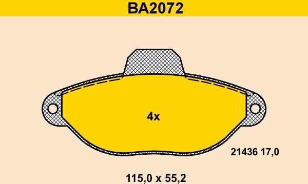 Barum BA2072 - Bremžu uzliku kompl., Disku bremzes adetalas.lv