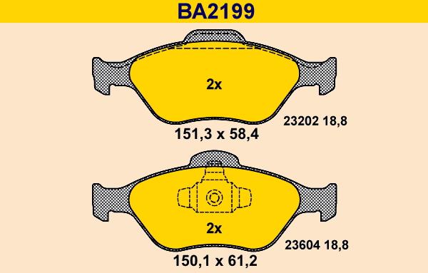 Barum BA2199 - Bremžu uzliku kompl., Disku bremzes adetalas.lv