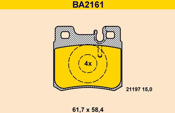 Barum BA2161 - Bremžu uzliku kompl., Disku bremzes adetalas.lv