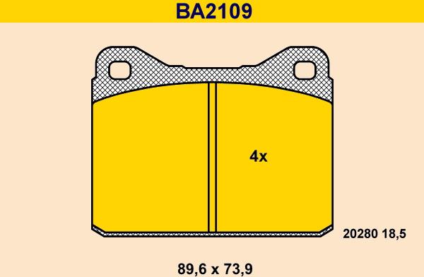 Barum BA2109 - Bremžu uzliku kompl., Disku bremzes adetalas.lv