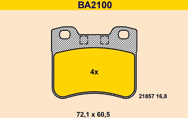 Barum BA2100 - Bremžu uzliku kompl., Disku bremzes adetalas.lv