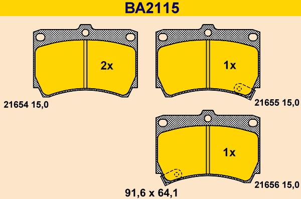 Barum BA2115 - Bremžu uzliku kompl., Disku bremzes adetalas.lv