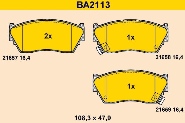 Barum BA2113 - Bremžu uzliku kompl., Disku bremzes adetalas.lv