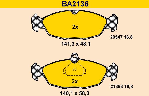 Barum BA2136 - Bremžu uzliku kompl., Disku bremzes adetalas.lv