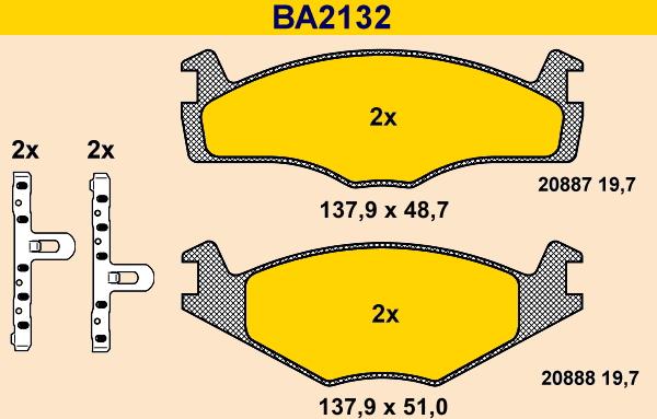 Barum BA2132 - Bremžu uzliku kompl., Disku bremzes adetalas.lv