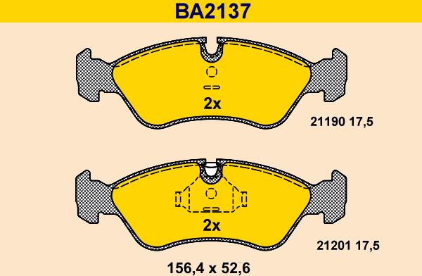 Barum BA2137 - Bremžu uzliku kompl., Disku bremzes adetalas.lv