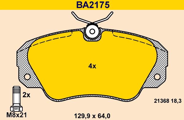 Barum BA2175 - Bremžu uzliku kompl., Disku bremzes adetalas.lv