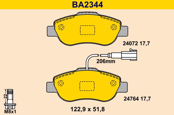 Barum BA2344 - Bremžu uzliku kompl., Disku bremzes adetalas.lv