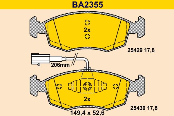 Barum BA2355 - Bremžu uzliku kompl., Disku bremzes adetalas.lv