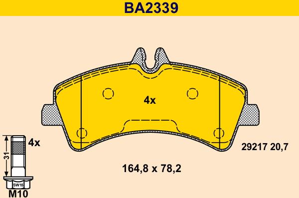 Barum BA2339 - Bremžu uzliku kompl., Disku bremzes adetalas.lv