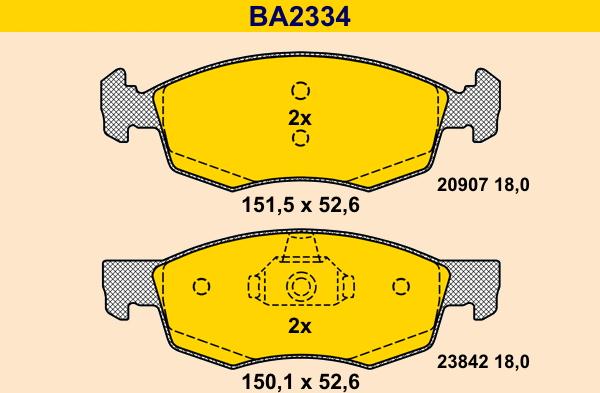 Barum BA2334 - Bremžu uzliku kompl., Disku bremzes adetalas.lv