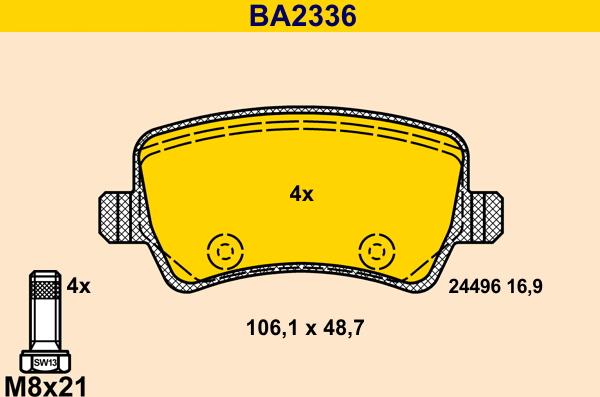 Barum BA2336 - Bremžu uzliku kompl., Disku bremzes adetalas.lv