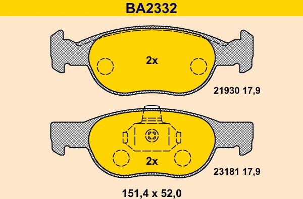 Barum BA2332 - Bremžu uzliku kompl., Disku bremzes adetalas.lv