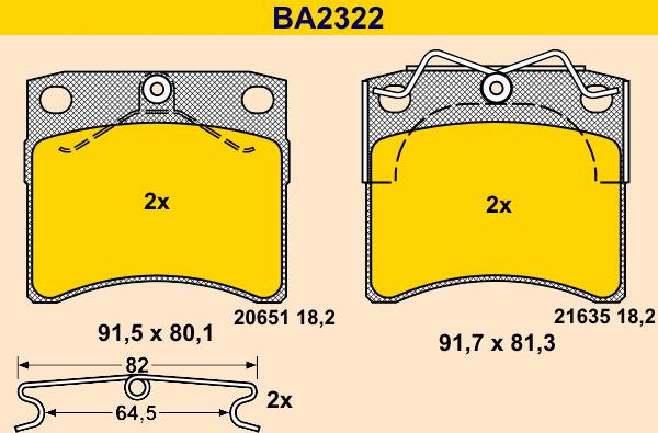 Barum BA2322 - Bremžu uzliku kompl., Disku bremzes adetalas.lv