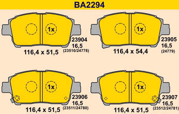 Barum BA2294 - Bremžu uzliku kompl., Disku bremzes adetalas.lv