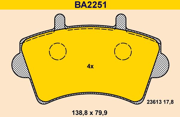 Barum BA2251 - Bremžu uzliku kompl., Disku bremzes adetalas.lv