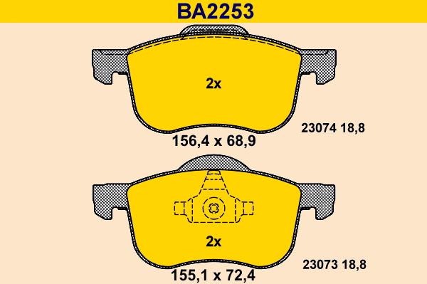 Barum BA2253 - Bremžu uzliku kompl., Disku bremzes adetalas.lv