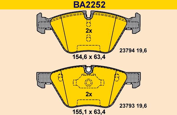 Barum BA2252 - Bremžu uzliku kompl., Disku bremzes adetalas.lv