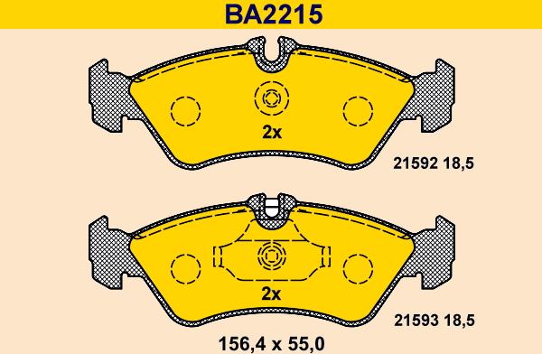 Barum BA2215 - Bremžu uzliku kompl., Disku bremzes adetalas.lv