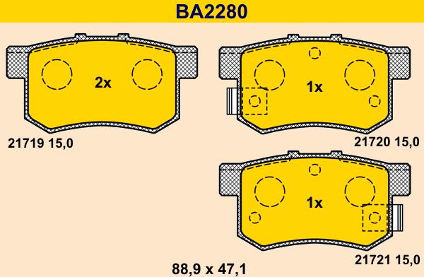 Barum BA2280 - Bremžu uzliku kompl., Disku bremzes adetalas.lv