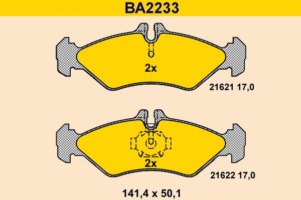 Barum BA2233 - Bremžu uzliku kompl., Disku bremzes adetalas.lv