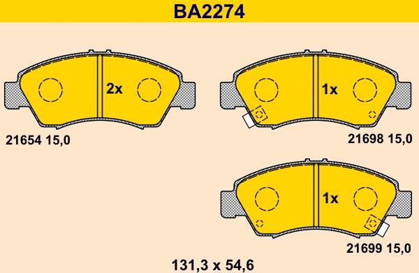 Barum BA2274 - Bremžu uzliku kompl., Disku bremzes adetalas.lv