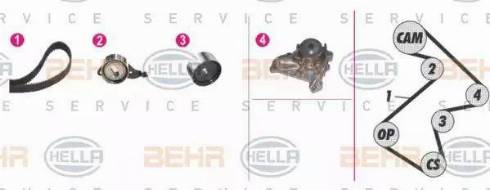 BEHR HELLA Service 8MP 376 808-821 - Ūdenssūknis + Zobsiksnas komplekts adetalas.lv