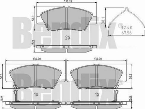 BENDIX 510992 - Bremžu uzliku kompl., Disku bremzes adetalas.lv