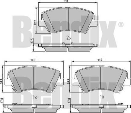 BENDIX 510980 - Bremžu uzliku kompl., Disku bremzes adetalas.lv