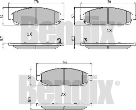 BENDIX 510492 - Bremžu uzliku kompl., Disku bremzes adetalas.lv