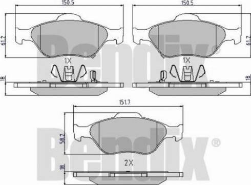 BENDIX 510454 - Bremžu uzliku kompl., Disku bremzes adetalas.lv