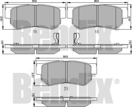 BENDIX 510419 - Bremžu uzliku kompl., Disku bremzes adetalas.lv