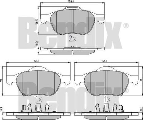 BENDIX 510428 - Bremžu uzliku kompl., Disku bremzes adetalas.lv