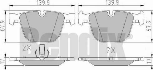 BENDIX 510474 - Bremžu uzliku kompl., Disku bremzes adetalas.lv