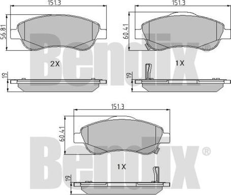 BENDIX 510599 - Bremžu uzliku kompl., Disku bremzes adetalas.lv