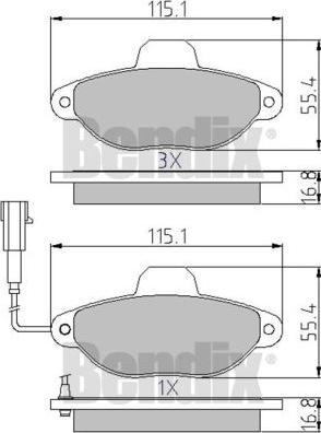 BENDIX 510594 - Bremžu uzliku kompl., Disku bremzes adetalas.lv