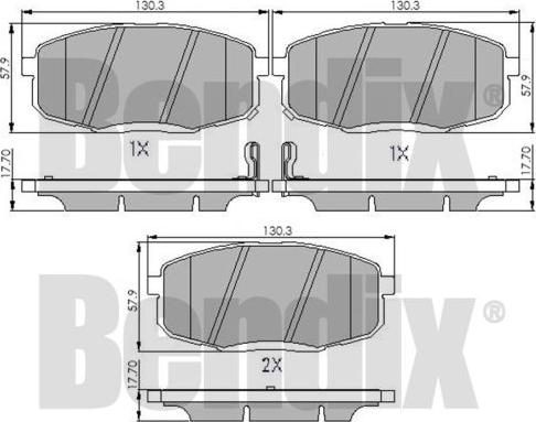 BENDIX 510569 - Bremžu uzliku kompl., Disku bremzes adetalas.lv