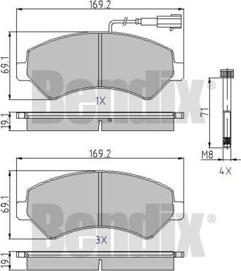 BENDIX 510516 - Bremžu uzliku kompl., Disku bremzes adetalas.lv