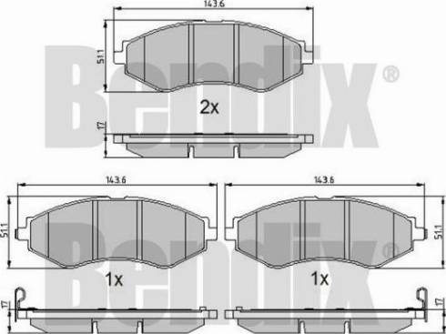 BENDIX 510523 - Bremžu uzliku kompl., Disku bremzes adetalas.lv