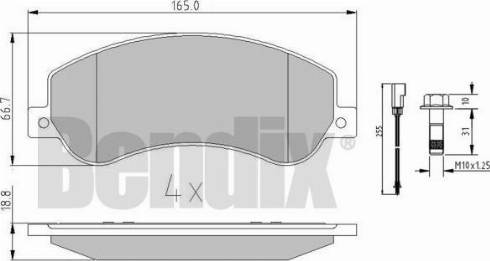 BENDIX 510616 - Bremžu uzliku kompl., Disku bremzes adetalas.lv