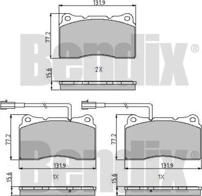 BENDIX 510637 - Bremžu uzliku kompl., Disku bremzes adetalas.lv