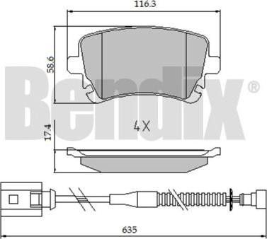 BENDIX 510621 - Bremžu uzliku kompl., Disku bremzes adetalas.lv